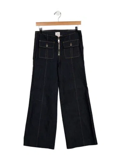 Pre-owned Cinq À Sept Mid-rise Wide Leg Jeans In Blue