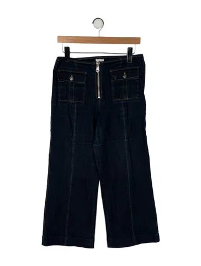 Pre-owned Cinq À Sept Mid-rise Wide Leg Jeans In Blue