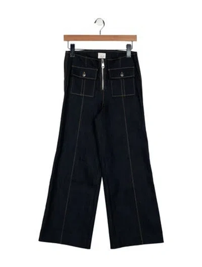 Pre-owned Cinq À Sept Mid-rise Wide Leg Jeans In Blue