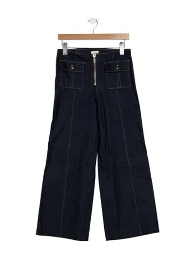 Pre-owned Cinq À Sept Mid-rise Wide Leg Jeans In Blue