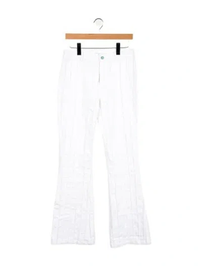Pre-owned Cinq À Sept Mid-rise Wide Leg Jeans In White