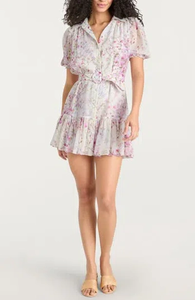 CINQ À SEPT CINQ À SEPT MIDSUMMER BLOOM BELTED PUFF SLEEVE MINIDRESS