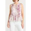 Cinq À Sept Midsummer Bloom Messina Sleeveless Peplum Top In Ivory Multi
