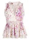 Cinq À Sept Midsummer Bloom Messina Sleeveless Peplum Top In White