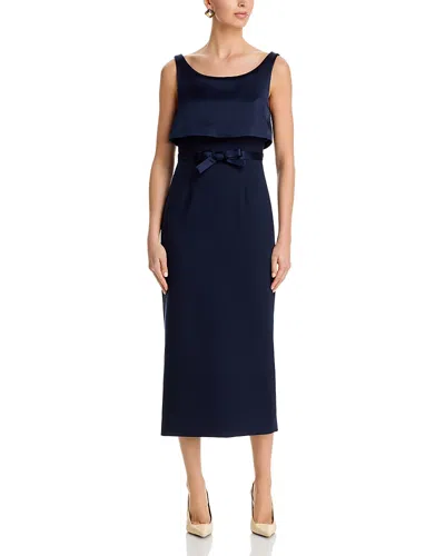 Cinq À Sept Mila Overlay Detail Column Dress In Blue
