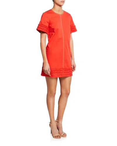 Cinq À Sept Military Twill Dress In Paprika In Orange