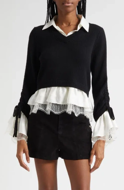 Cinq À Sept Milla Layered Pullover In Black