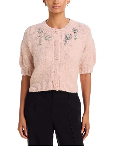 Cinq À Sept Cinq A Sept Millicent Crystal Brooch Cardigan In Pink