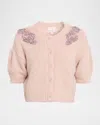 Cinq À Sept Millicent Embellished Short-sleeve Cardigan In Pink