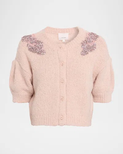 Cinq À Sept Millicent Embellished Short-sleeve Cardigan In Pink