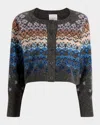 Cinq À Sept Millie Cropped Fairisle Cardigan In Multi