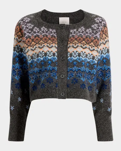 Cinq À Sept Millie Cropped Fairisle Cardigan In Multi
