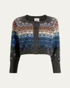 Cinq À Sept Millie Cropped Fairisle Cardigan In Multi