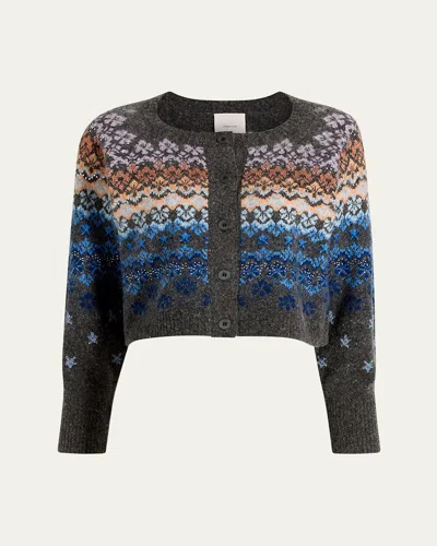 Cinq À Sept Millie Cropped Fairisle Cardigan In Multi