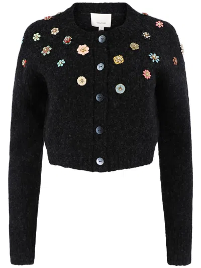 CINQ À SEPT MILLIE FLORAL-APPLIQUÉ CARDIGAN