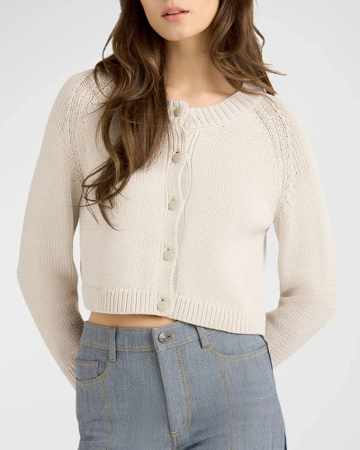 Cinq À Sept Millie Knitted Cropped Cardigan In Neutrals