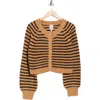 Cinq À Sept Millie Stripe Shaker Cardigan In Brown
