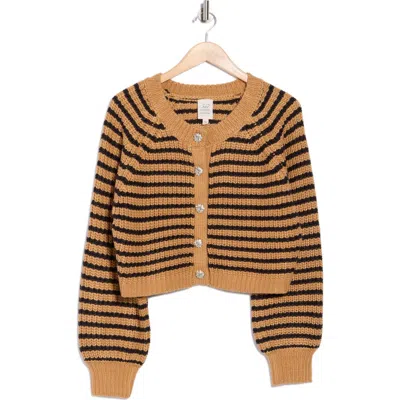 Cinq À Sept Millie Stripe Shaker Cardigan In Brown