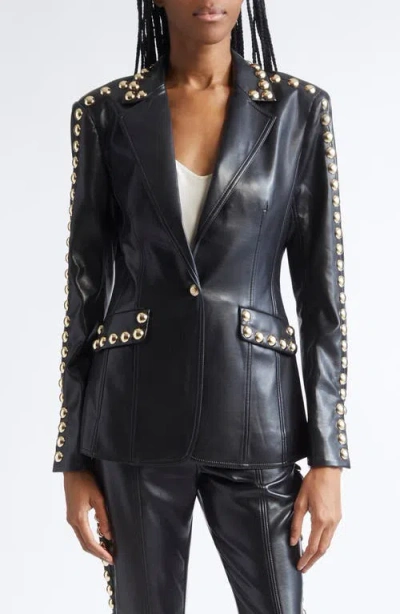 Cinq À Sept Milly Stud Detail Faux Leather Jacket In Black