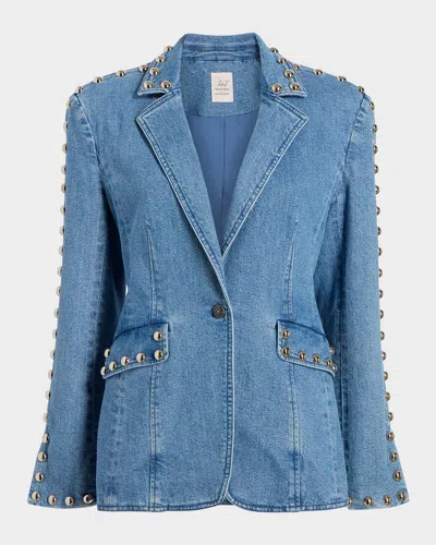 Cinq À Sept Milly Studded Denim Jacket In Blue Haze