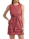 Cinq À Sept Mindie Cotton Denim Tie-waist Mini Dress In Cherry Rose In Red