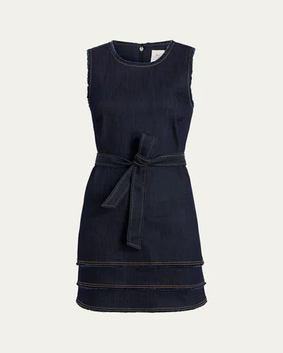 CINQ À SEPT MINDIE SLEEVELESS DENIM MINI DRESS