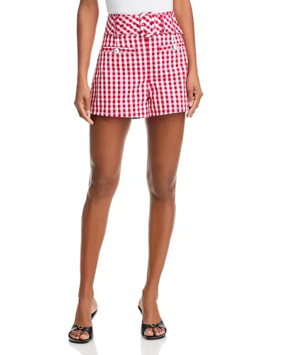 Cinq À Sept Cinq A Sept Mini Gingham Denim Allie Shorts In Pink