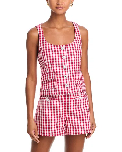 Cinq À Sept Cinq A Sept Mini Gingham Denim Lovina Top In Pink
