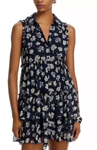 Cinq À Sept Mini Tossed Poppies Becci Dress In Navy Multi In Black