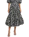 Cinq À Sept Mini Tossed Poppies Ellah Skirt In Black