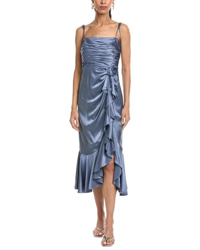 Cinq À Sept Cinq A Sept Mireya Silk Ruffled Dress In Blue