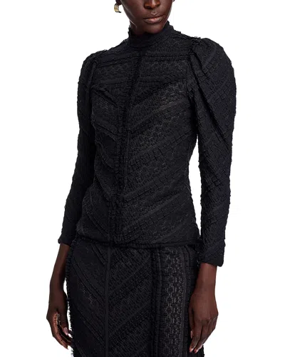 Cinq À Sept Cinq A Sept Mito Textured High Neck Top In Black