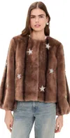 Cinq À Sept Mixed Star Faux Mink Benson Coat Taupe In Brown