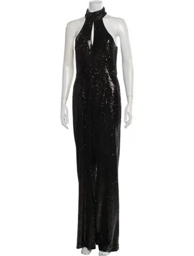 Pre-owned Cinq À Sept Mock Neck Jumpsuit In Black