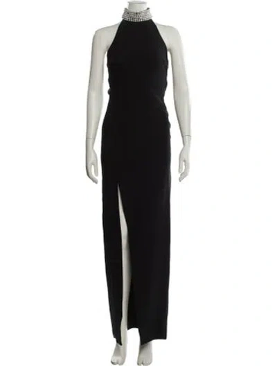 Pre-owned Cinq À Sept Mock Neck Long Dress In Black