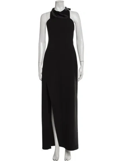 Pre-owned Cinq À Sept Mock Neck Long Dress In Black