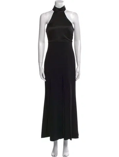 Pre-owned Cinq À Sept Mock Neck Long Dress In Black