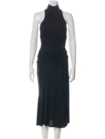 Pre-owned Cinq À Sept Mock Neck Long Dress In Black