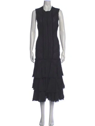 Pre-owned Cinq À Sept Mock Neck Long Dress In Gray