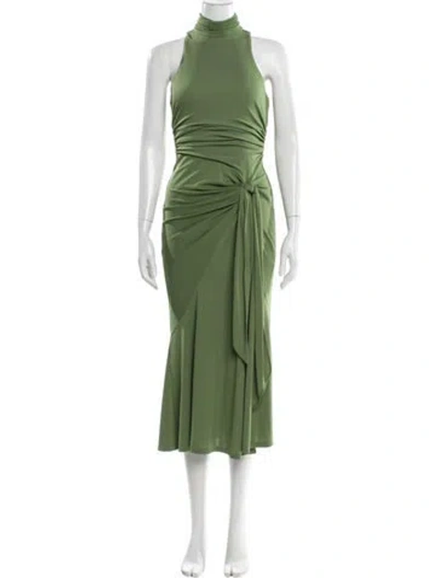 Pre-owned Cinq À Sept Mock Neck Long Dress In Green