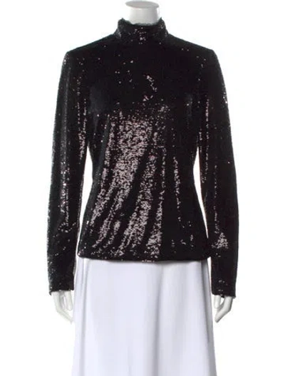 Pre-owned Cinq À Sept Mock Neck Long Sleeve Sweatshirt In Black