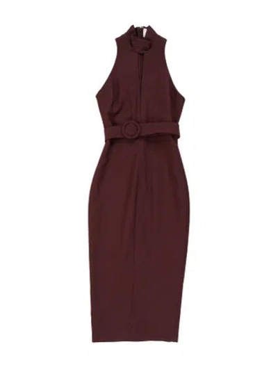 Pre-owned Cinq À Sept Mock Neck Midi Length Dress In Brown
