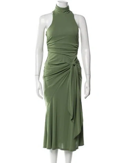 Pre-owned Cinq À Sept Mock Neck Midi Length Dress W/ Tags In Green