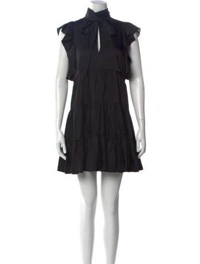 Pre-owned Cinq À Sept Mock Neck Mini Dress In Black