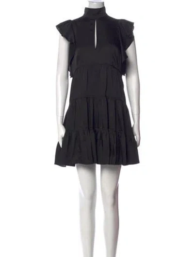 Pre-owned Cinq À Sept Mock Neck Mini Dress In Black