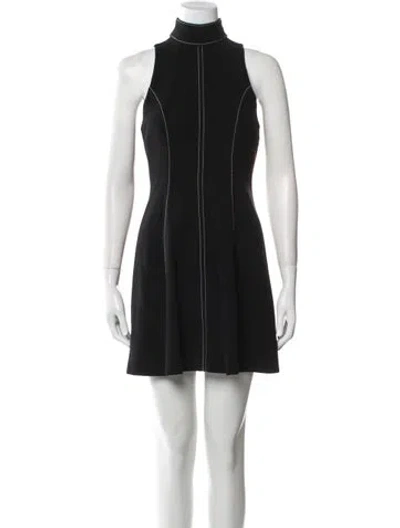 Pre-owned Cinq À Sept Mock Neck Mini Dress In Black