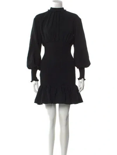 Pre-owned Cinq À Sept Mock Neck Mini Dress In Black