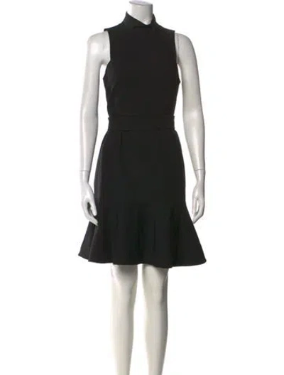 Pre-owned Cinq À Sept Mock Neck Mini Dress In Black