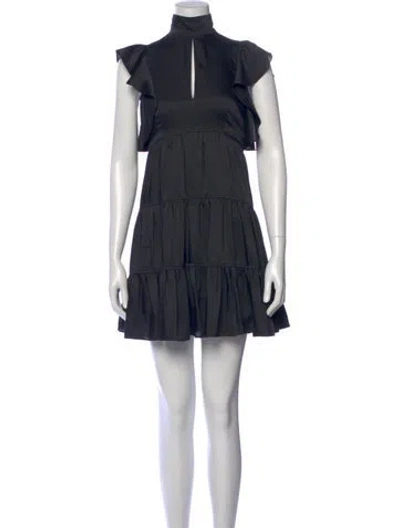 Pre-owned Cinq À Sept Mock Neck Mini Dress In Black