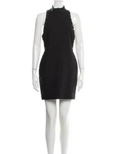 Pre-owned Cinq À Sept Mock Neck Mini Dress In Black